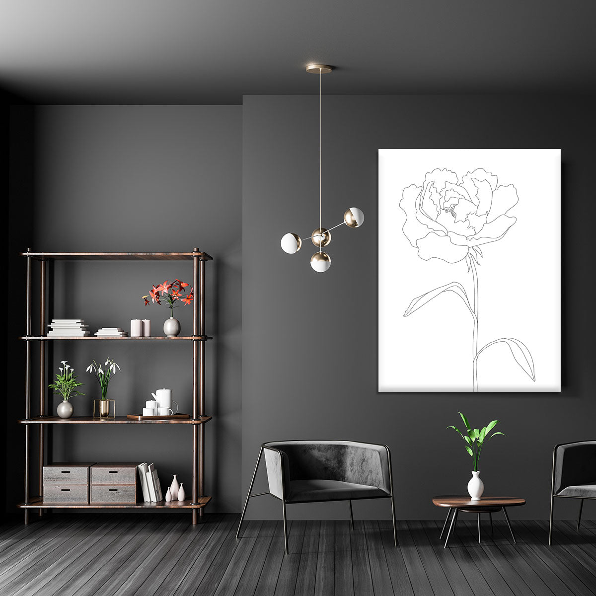 Peony Lines Canvas Print or Poster - Canvas Art Rocks - 5