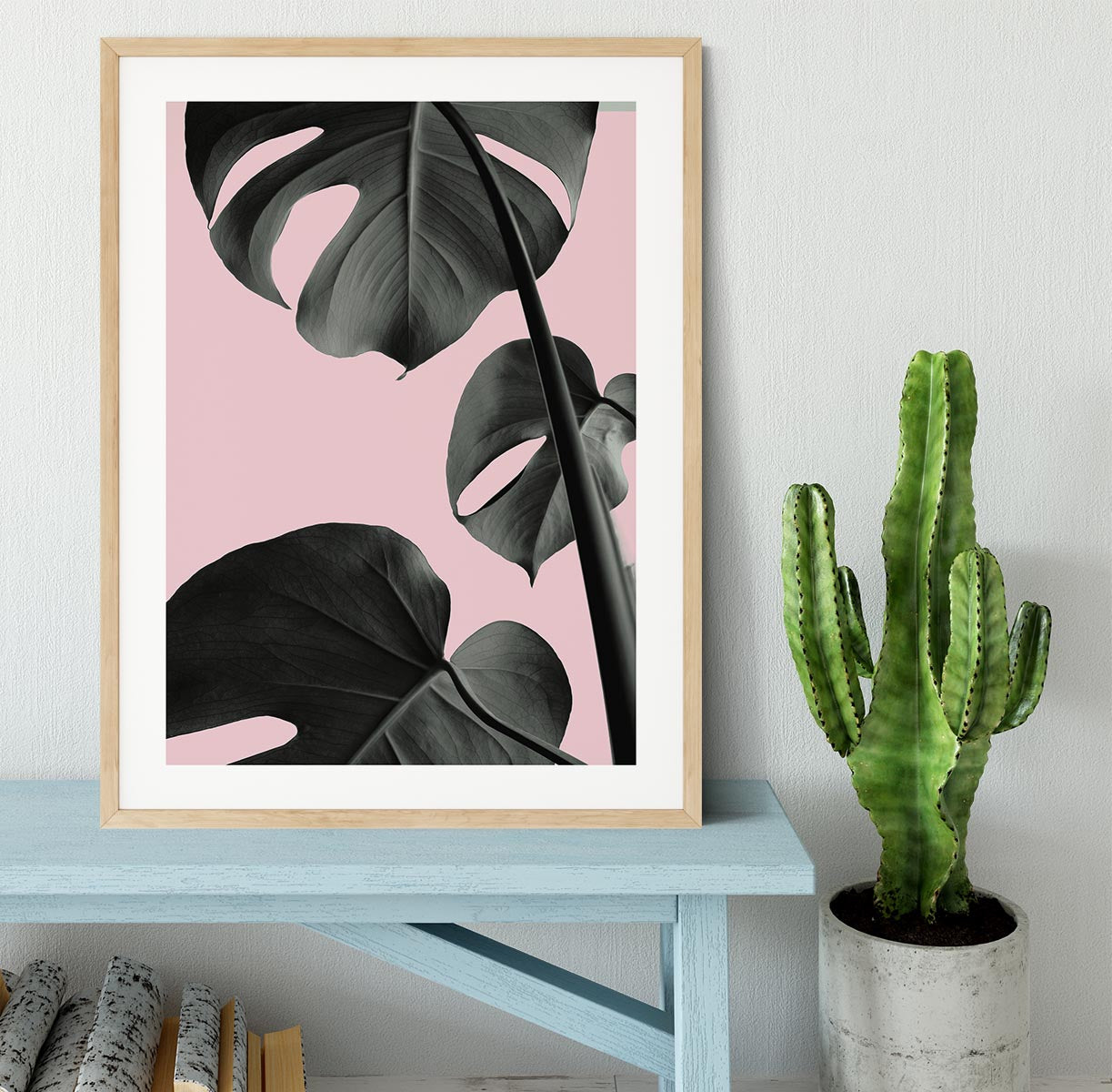 Monstera Pink No 03 Framed Print - Canvas Art Rocks - 3