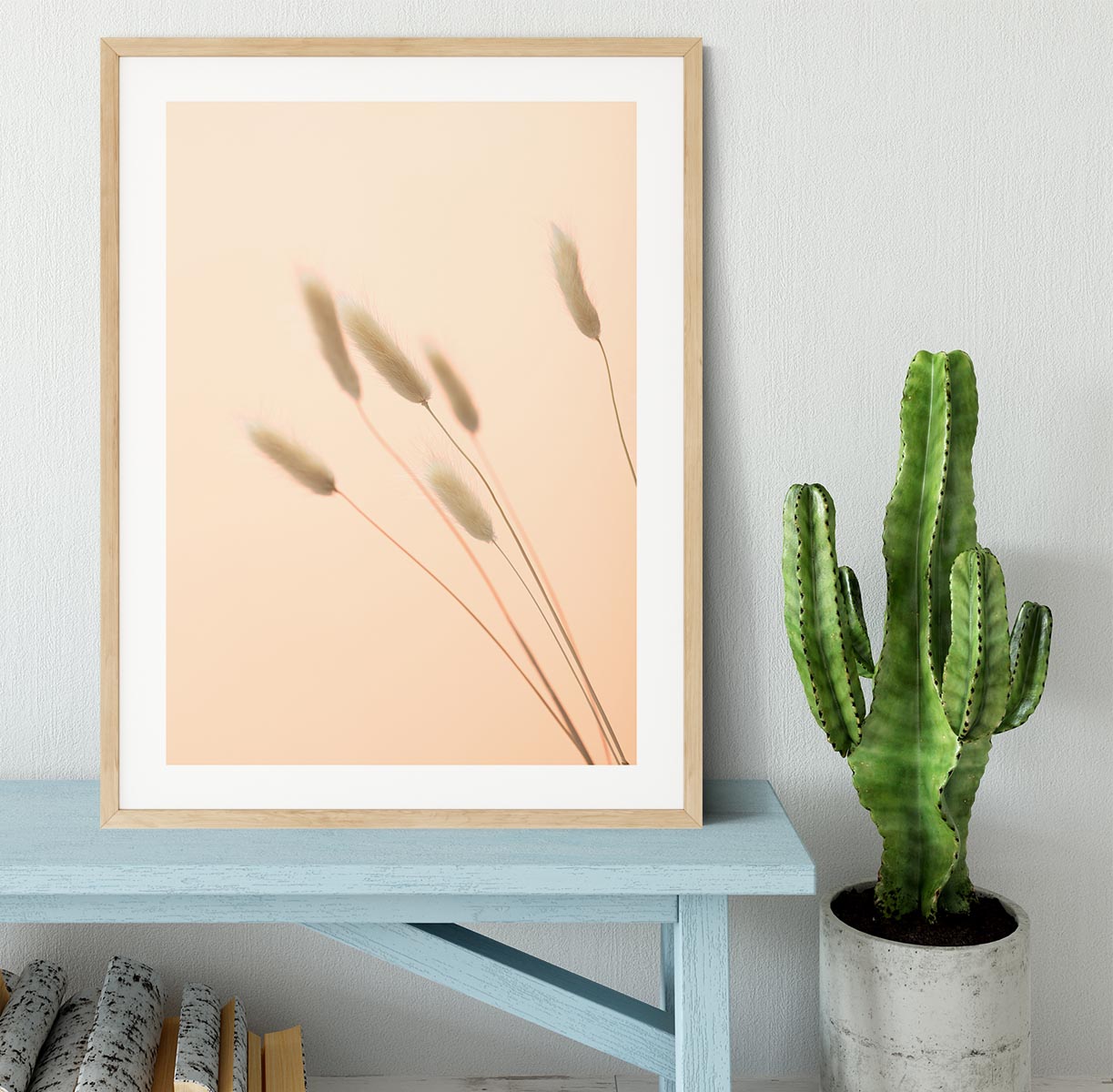 Bunny Grass Peach 03 Framed Print - Canvas Art Rocks - 3