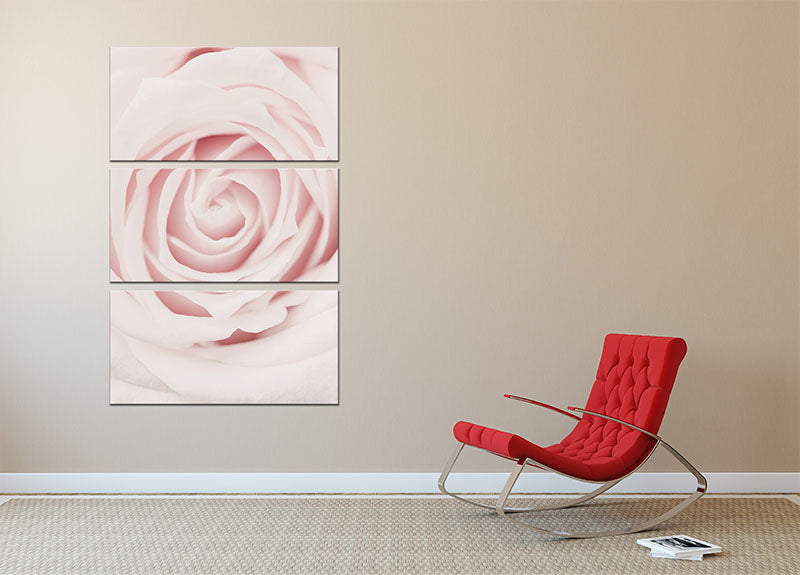 Pink Rose No 02 3 Split Panel Canvas Print - Canvas Art Rocks - 2