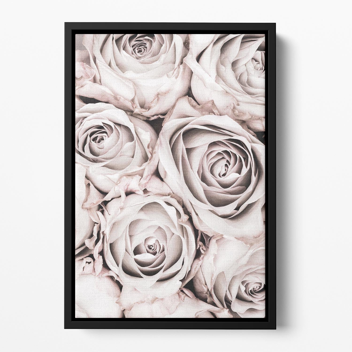 Grey Roses No 01 Floating Framed Canvas - Canvas Art Rocks - 2