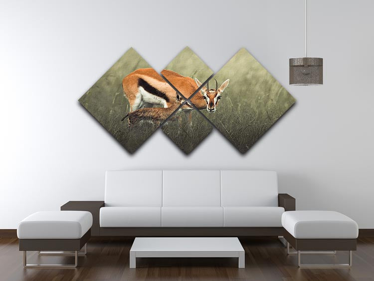 Gazelles Grazing 4 Square Multi Panel Canvas - Canvas Art Rocks - 3
