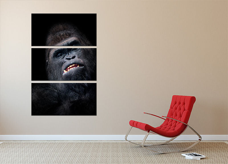 Gorilla face seen from above 3 Split Panel Canvas Print - Canvas Art Rocks - 2