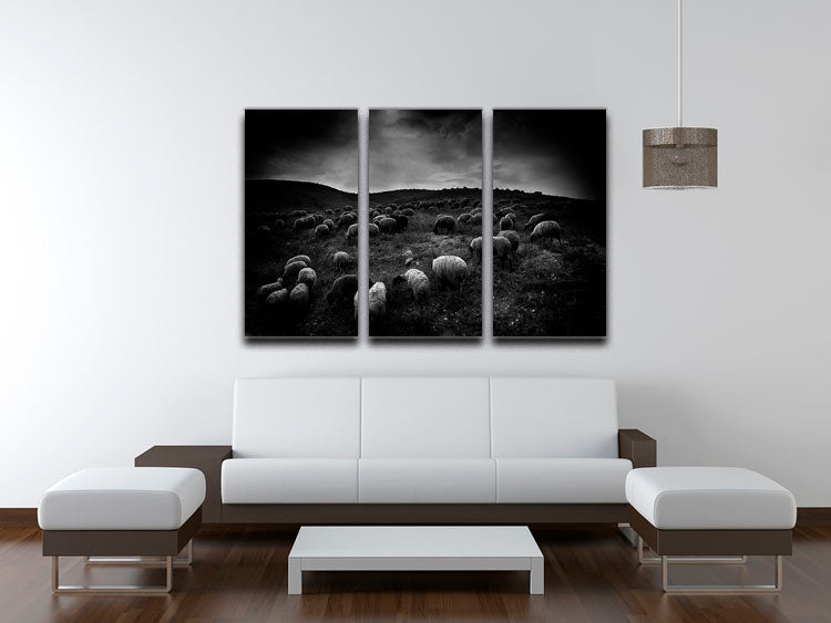 The sheep in the valley 3 Split Panel Canvas Print - Canvas Art Rocks - 3