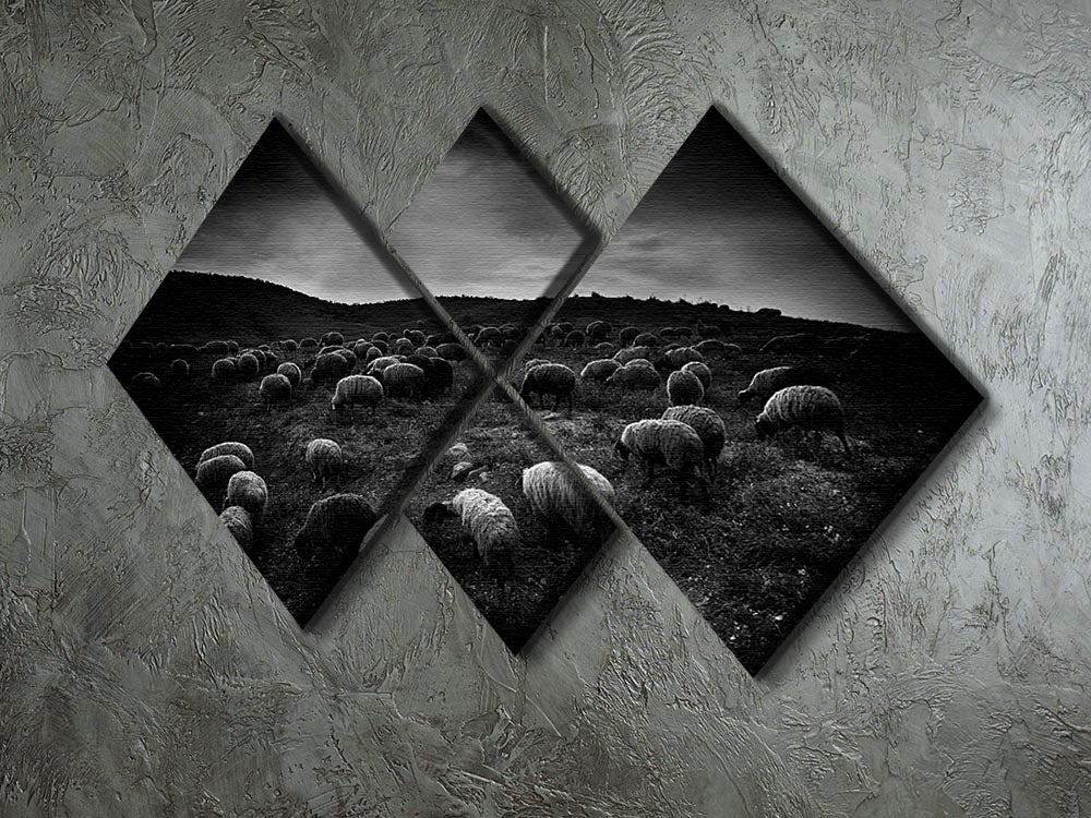 The sheep in the valley 4 Square Multi Panel Canvas - Canvas Art Rocks - 2