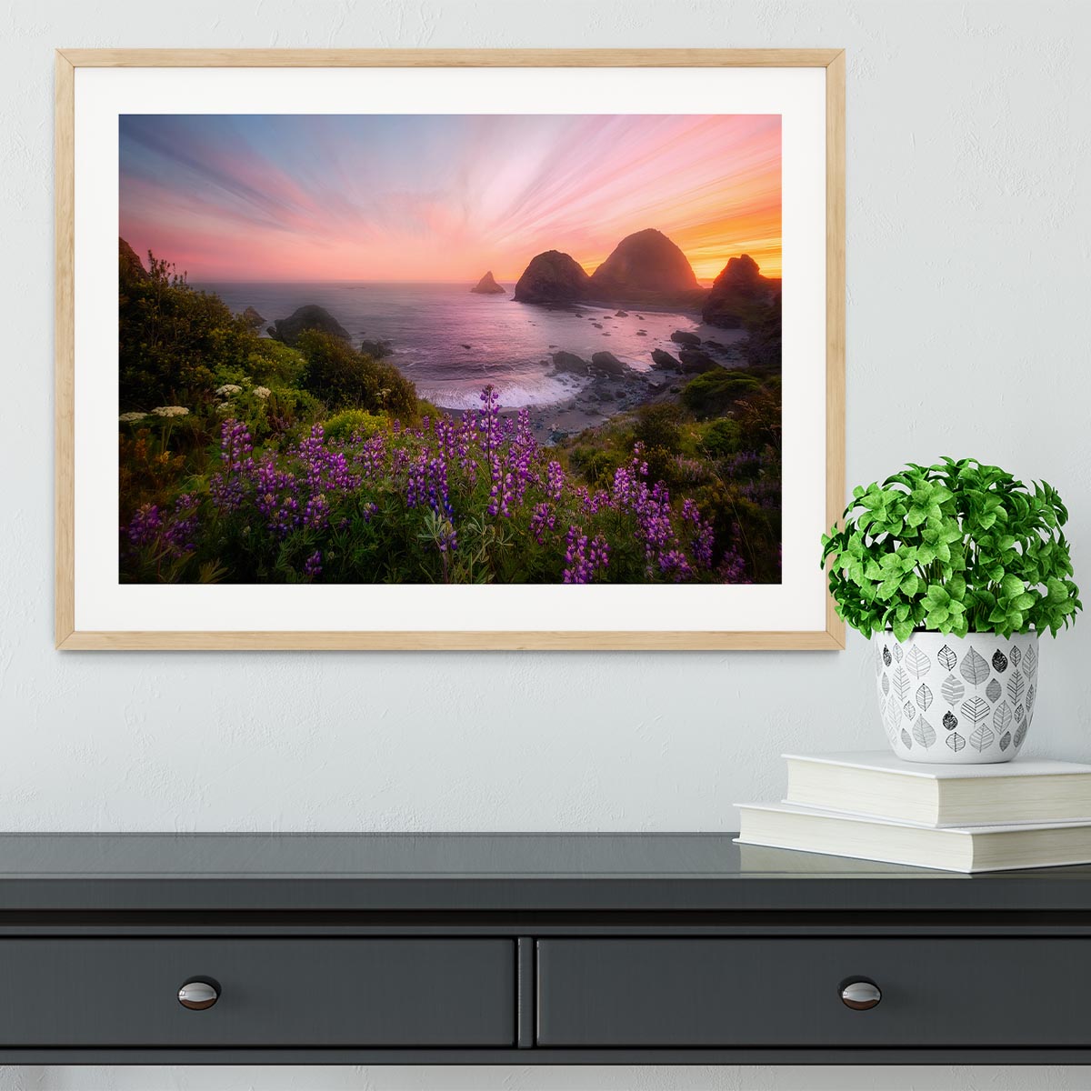 Sister Rocks with Lupin Blooms Framed Print - Canvas Art Rocks - 3