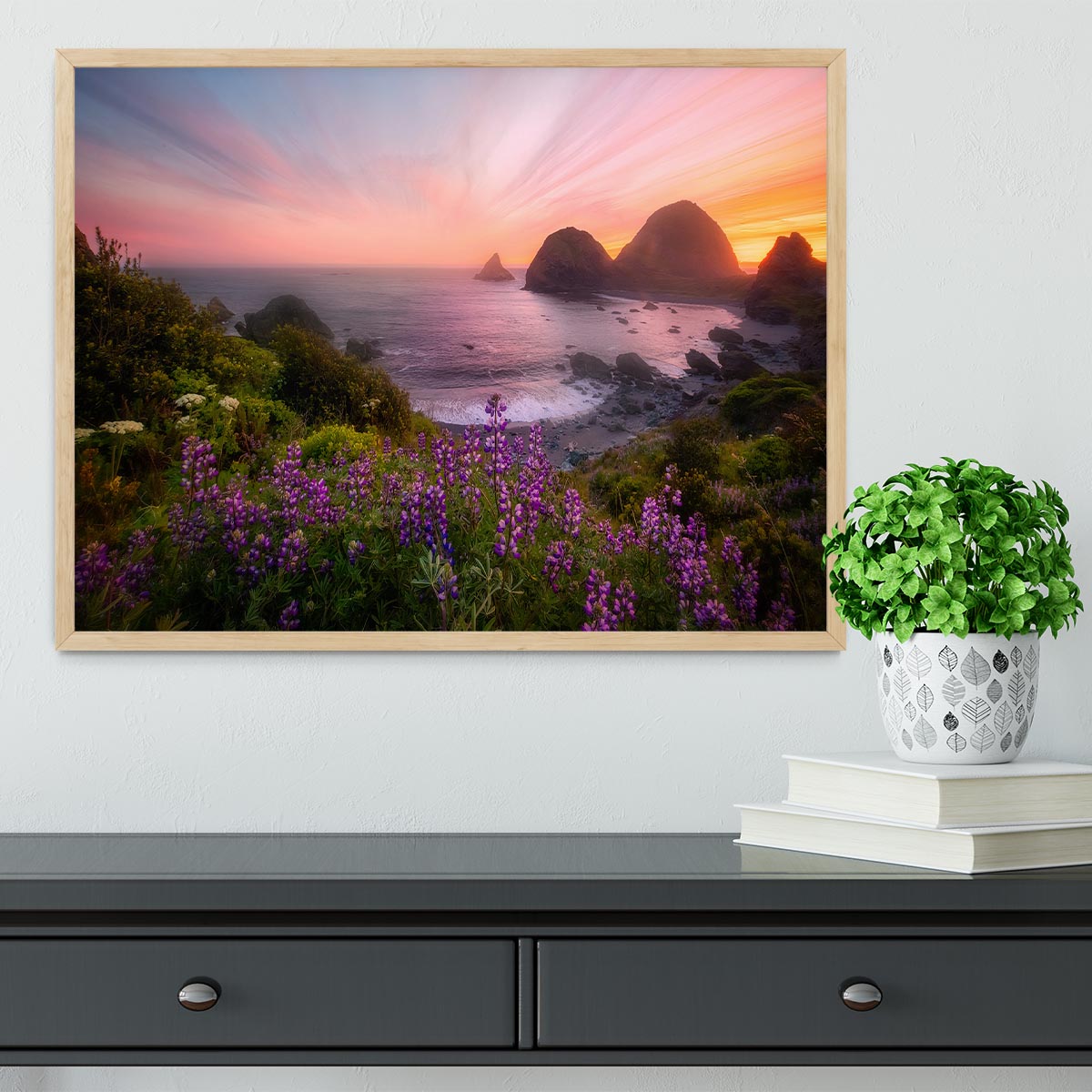 Sister Rocks with Lupin Blooms Framed Print - Canvas Art Rocks - 4