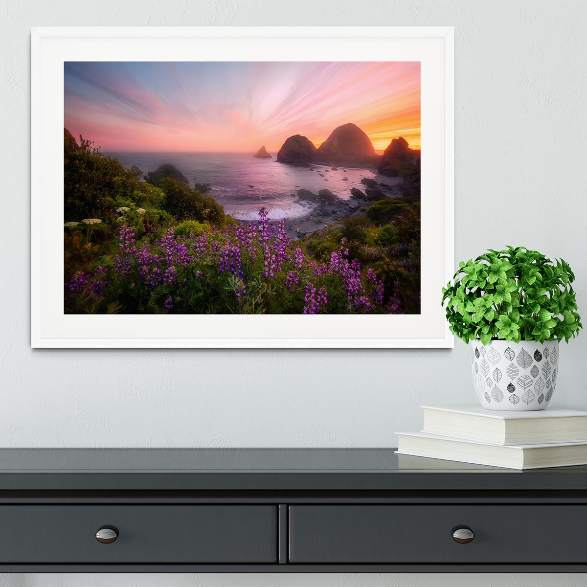Sister Rocks with Lupin Blooms Framed Print - Canvas Art Rocks - 5