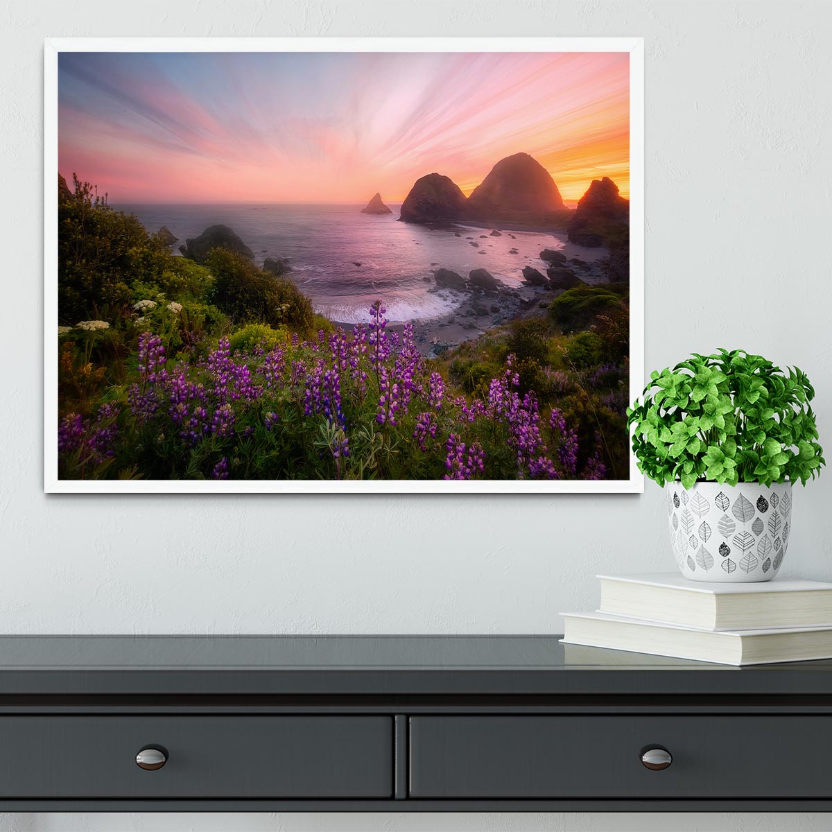 Sister Rocks with Lupin Blooms Framed Print - Canvas Art Rocks -6