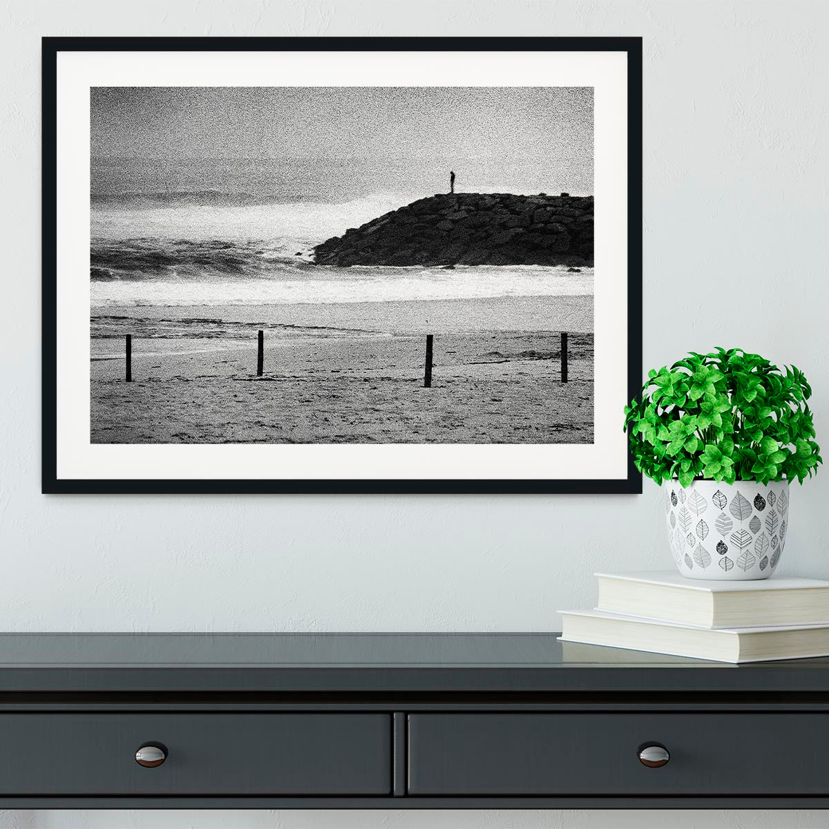 A Lone Figure On The Cliffs Framed Print - Canvas Art Rocks - 1