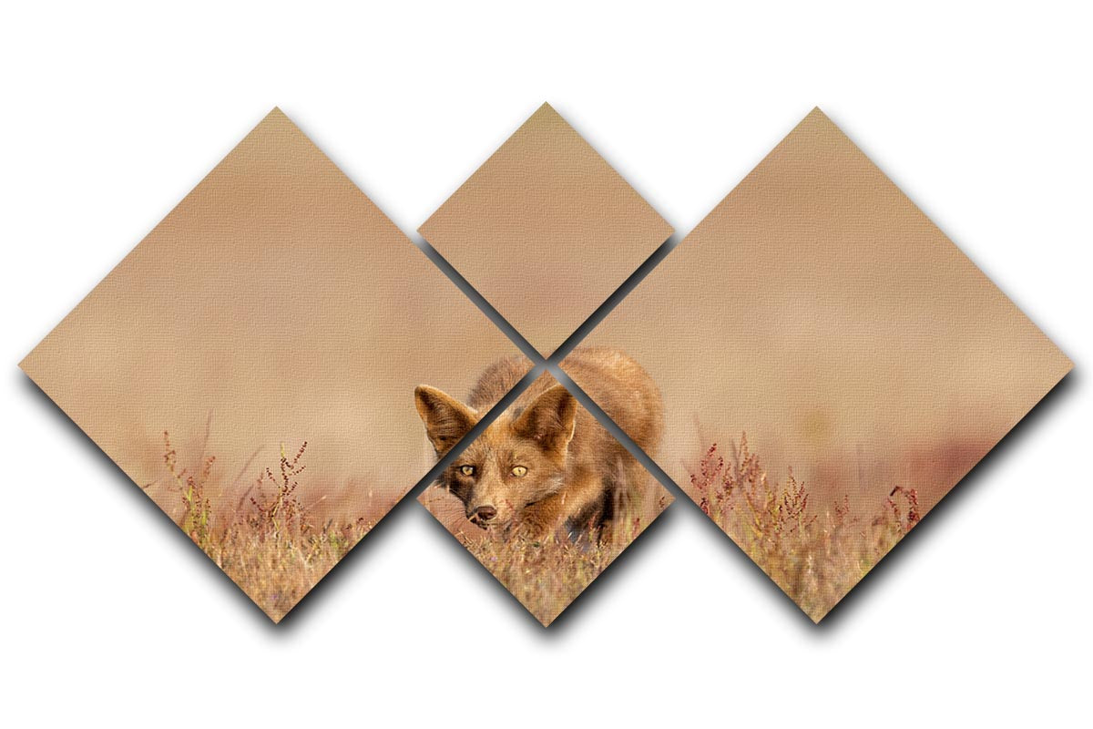 A Fox On The Hunt 4 Square Multi Panel Canvas - Canvas Art Rocks - 1