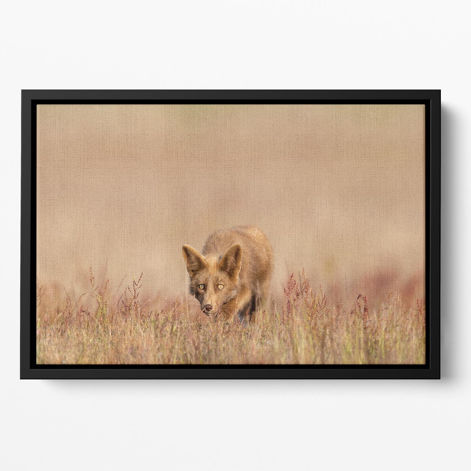 A Fox On The Hunt Floating Framed Canvas - Canvas Art Rocks - 2