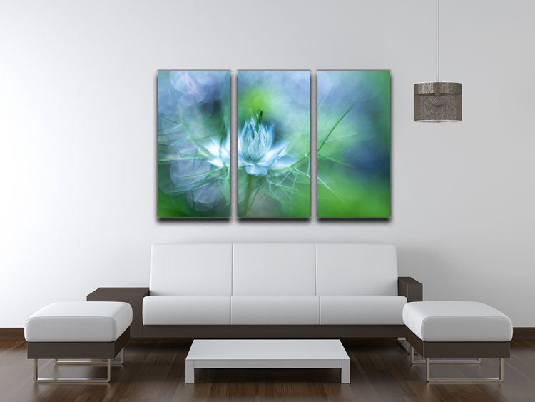 Blue Flower 3 Split Panel Canvas Print - Canvas Art Rocks - 3