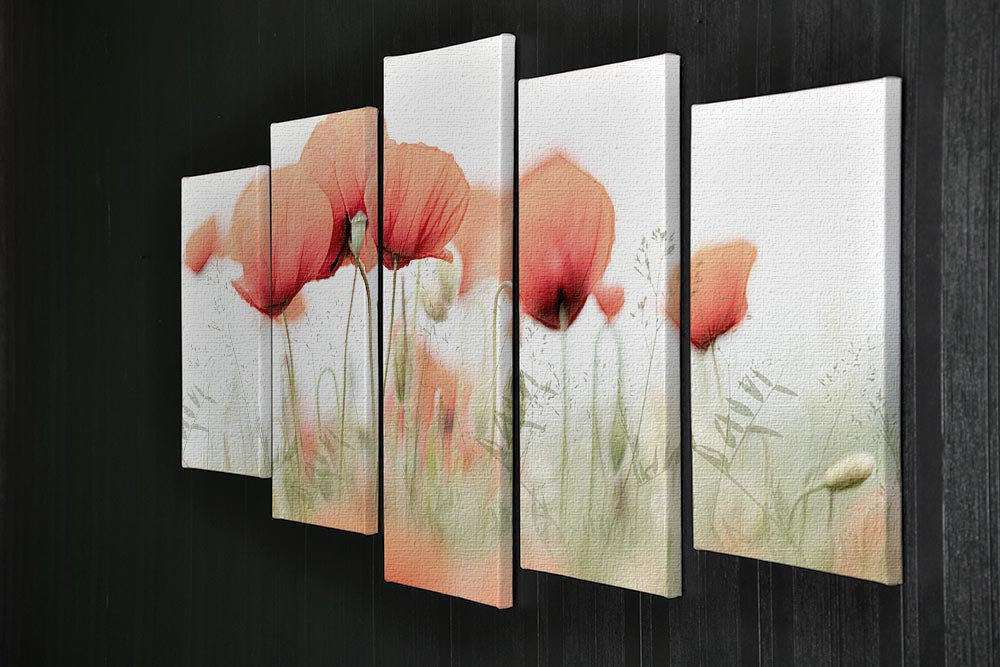 Poppies On A Summer Day 5 Split Panel Canvas - Canvas Art Rocks - 2