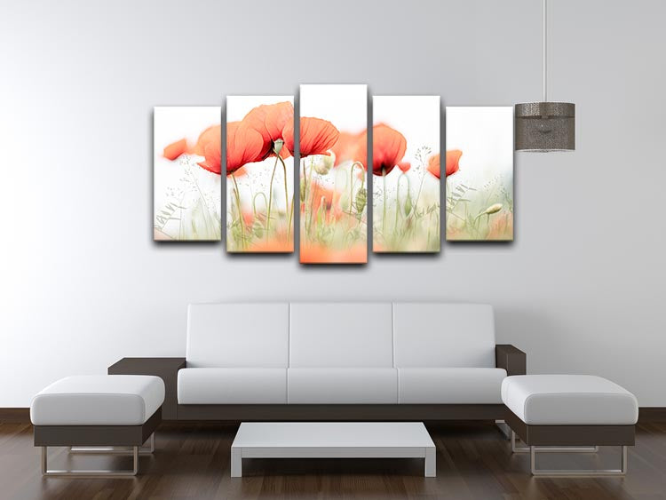 Poppies On A Summer Day 5 Split Panel Canvas - Canvas Art Rocks - 3