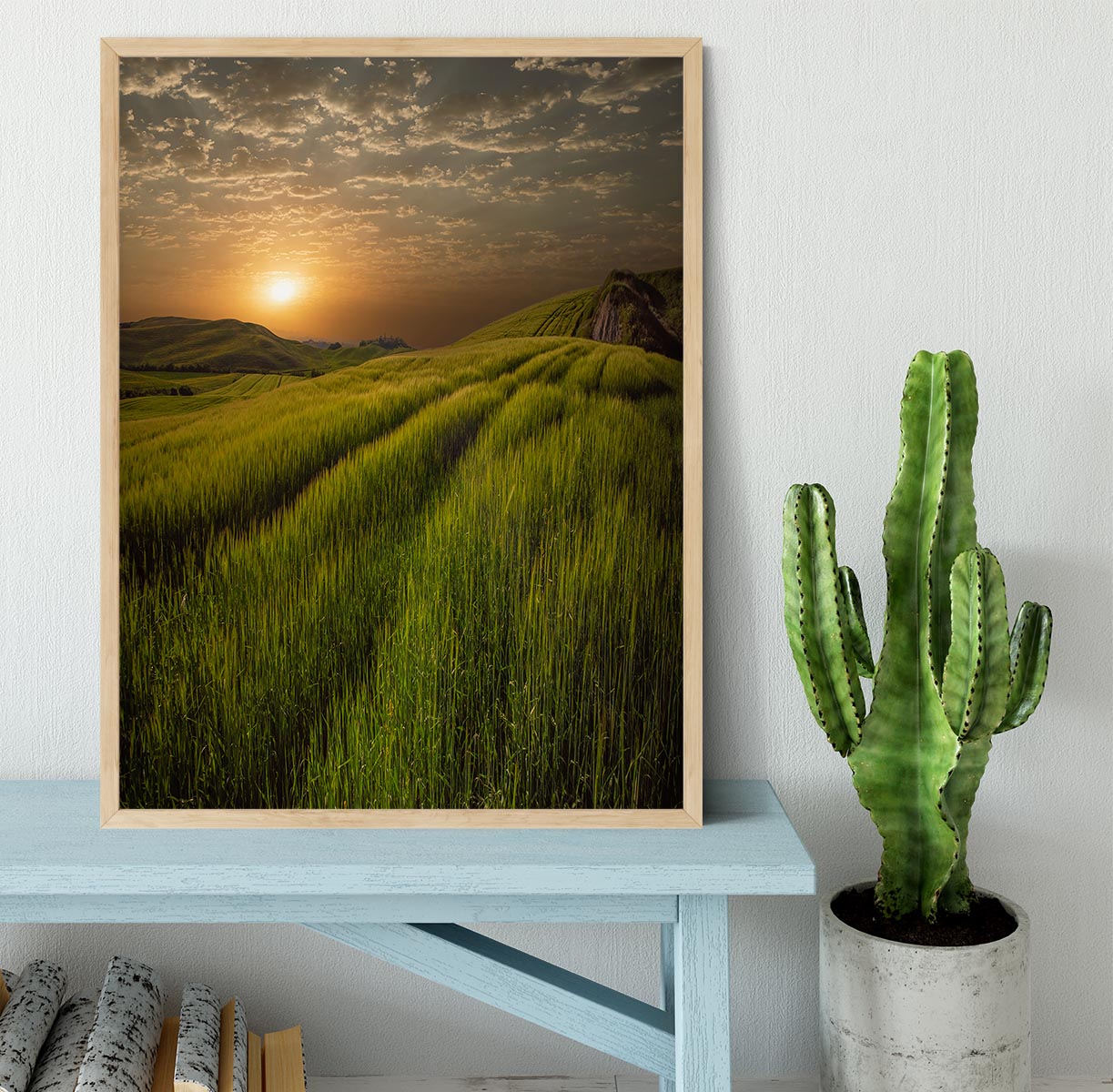 Sunset Over The Fields Framed Print - Canvas Art Rocks - 4