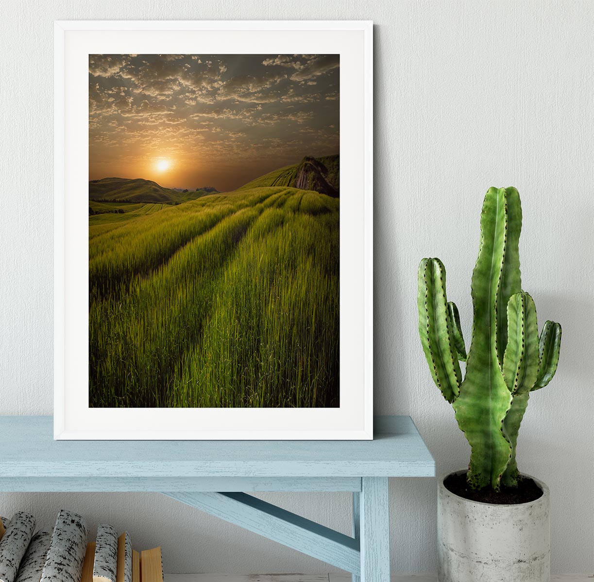 Sunset Over The Fields Framed Print - Canvas Art Rocks - 5