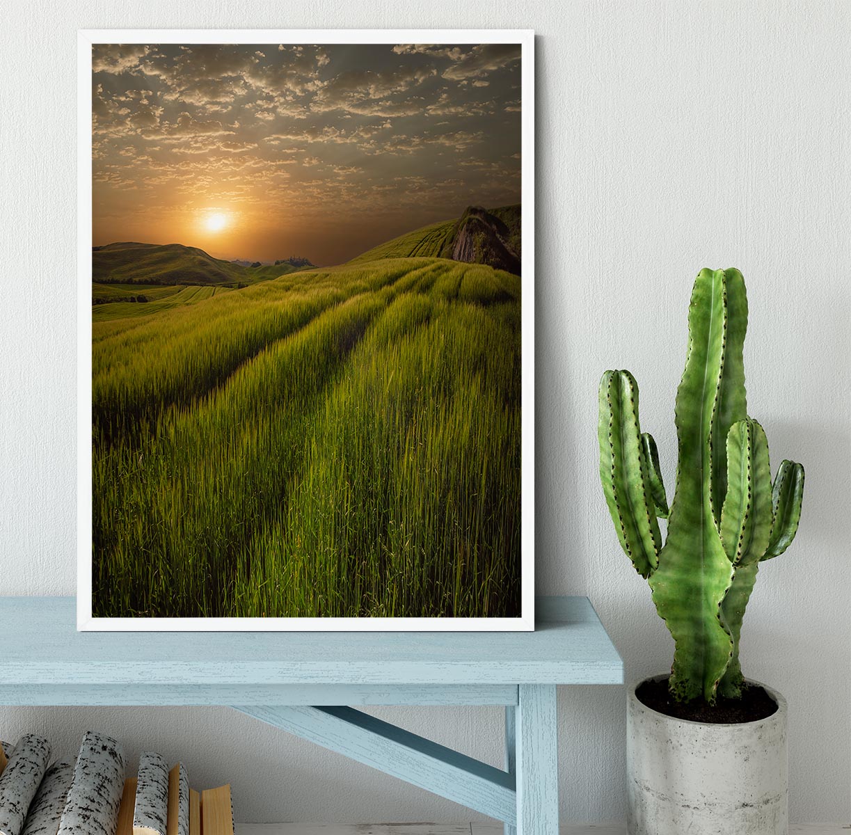 Sunset Over The Fields Framed Print - Canvas Art Rocks -6