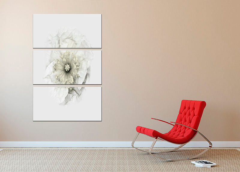 A White Poppy 3 Split Panel Canvas Print - Canvas Art Rocks - 2