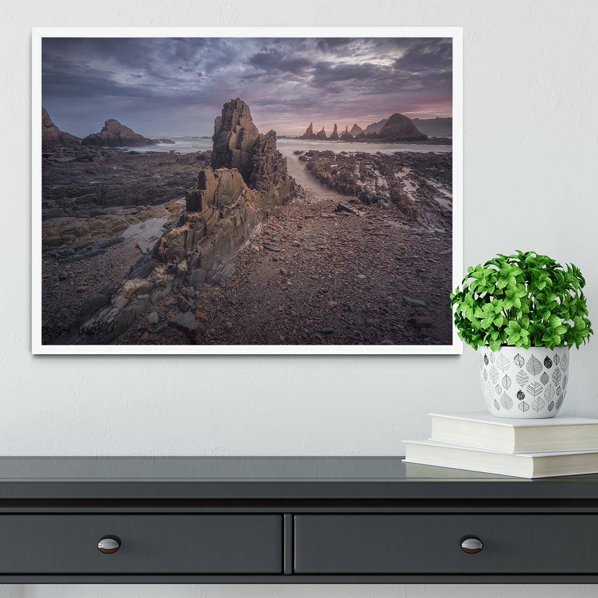 Coast in Gueirua Framed Print - Canvas Art Rocks -6