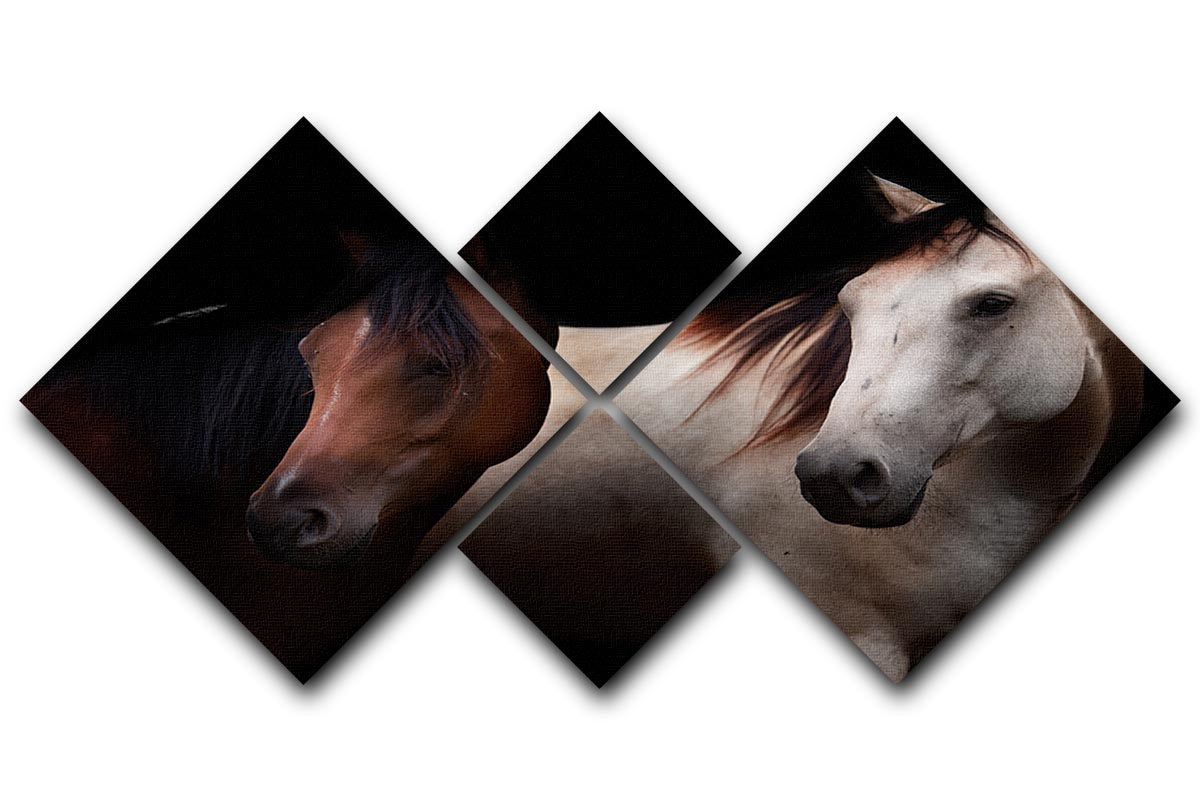Horses In The Dark 4 Square Multi Panel Canvas - Canvas Art Rocks - 1