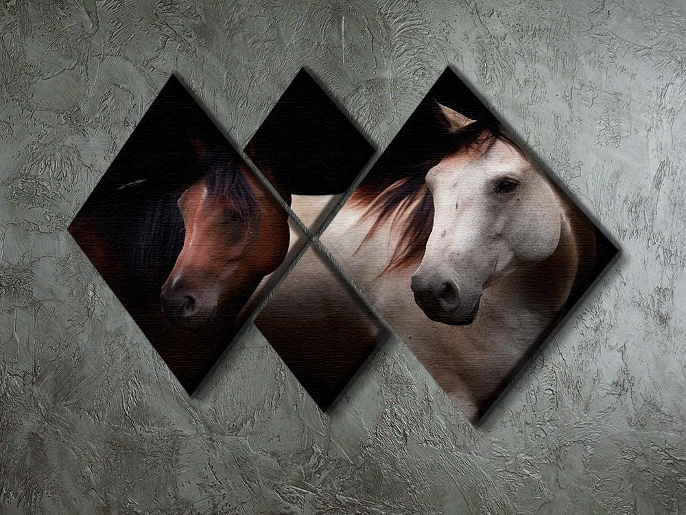 Horses In The Dark 4 Square Multi Panel Canvas - Canvas Art Rocks - 2