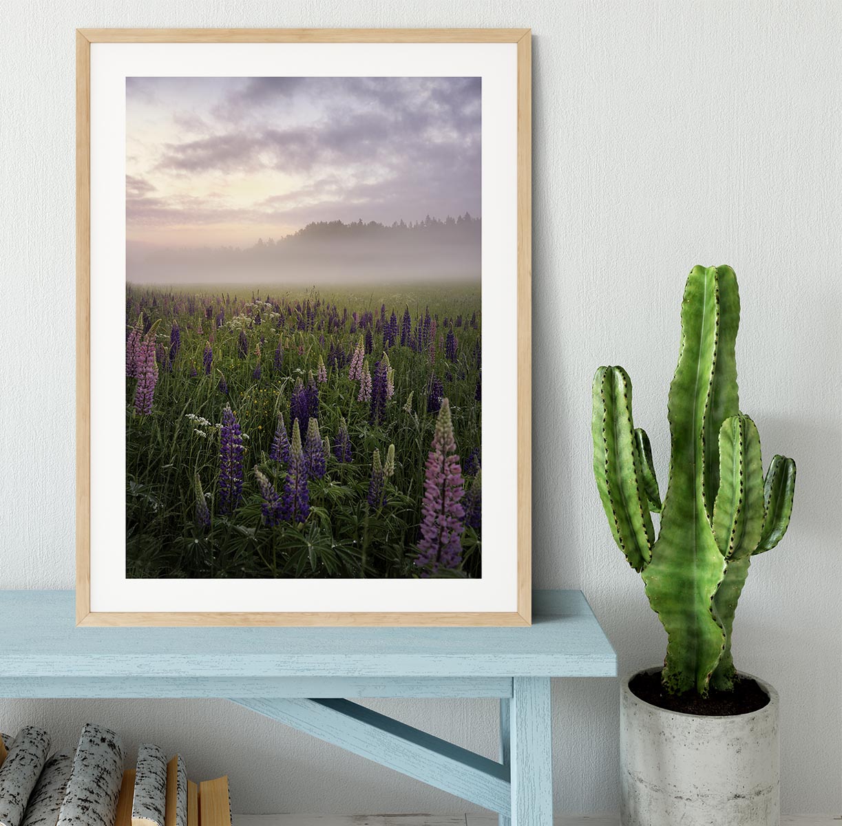 Lupines On A Foggy Day Framed Print - Canvas Art Rocks - 3