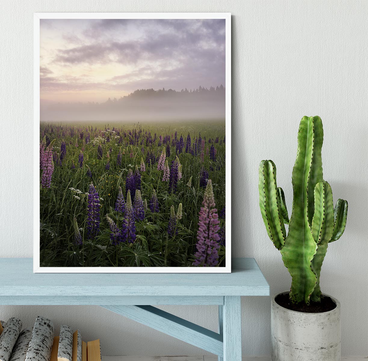 Lupines On A Foggy Day Framed Print - Canvas Art Rocks -6