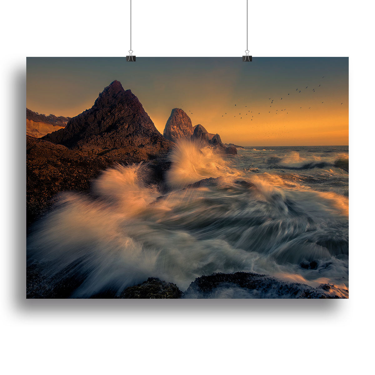 Waves Crashing Into Cliff Canvas Print or Poster - Canvas Art Rocks - 2