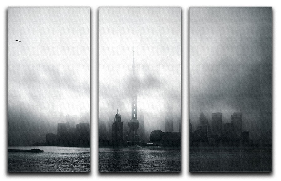 Pudong Early Morning 3 Split Panel Canvas Print - Canvas Art Rocks - 1