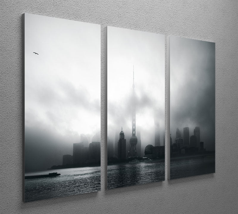 Pudong Early Morning 3 Split Panel Canvas Print - Canvas Art Rocks - 2