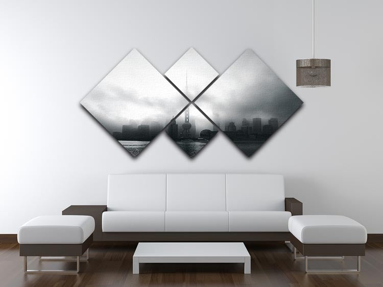 Pudong Early Morning 4 Square Multi Panel Canvas - Canvas Art Rocks - 3