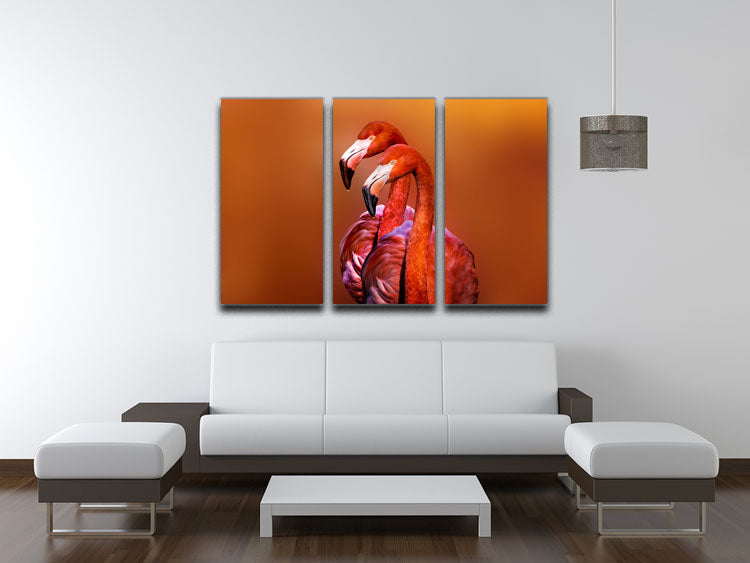 Flamingo Portrait 3 Split Panel Canvas Print - Canvas Art Rocks - 3