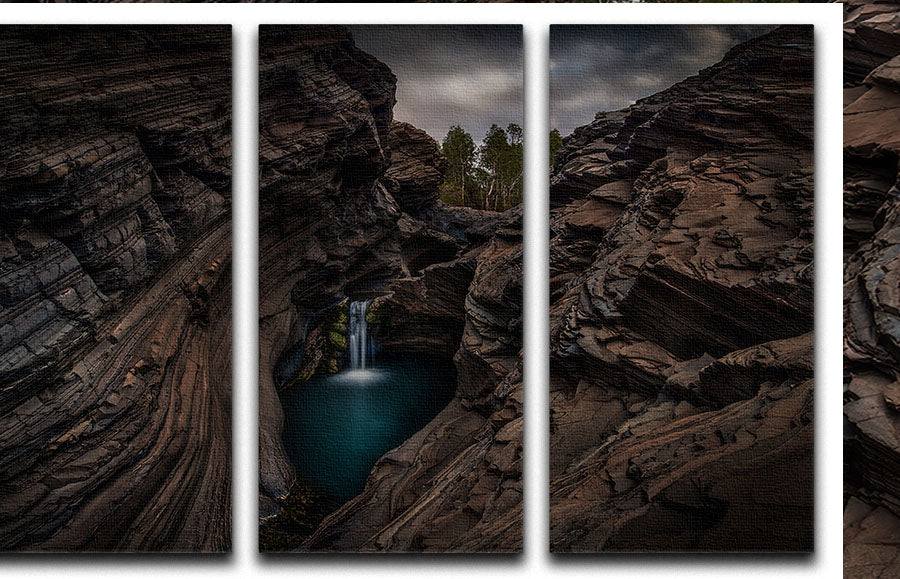 Karijini National Park Waterfall 3 Split Panel Canvas Print - Canvas Art Rocks - 1