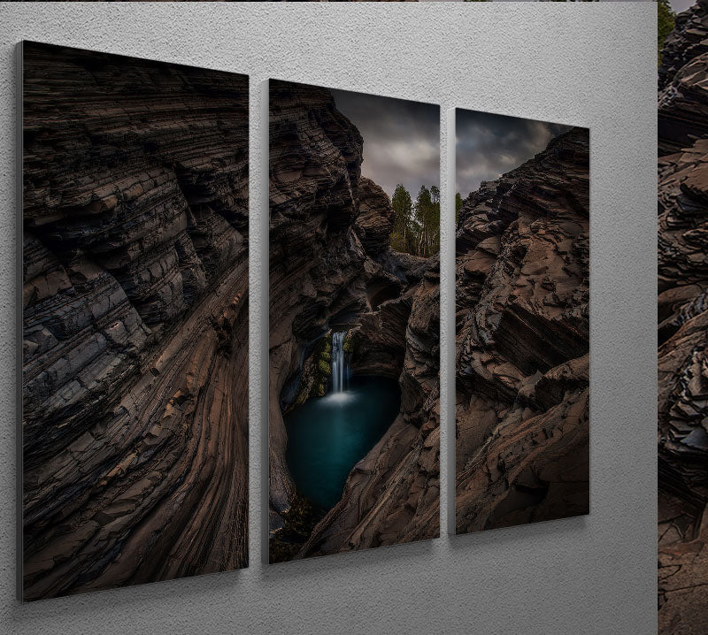 Karijini National Park Waterfall 3 Split Panel Canvas Print - Canvas Art Rocks - 2