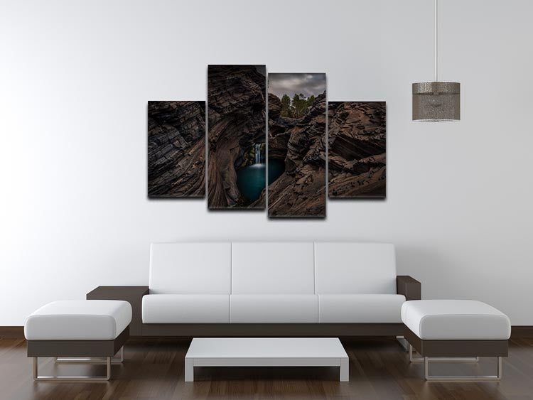 Karijini National Park Waterfall 4 Split Panel Canvas - Canvas Art Rocks - 3