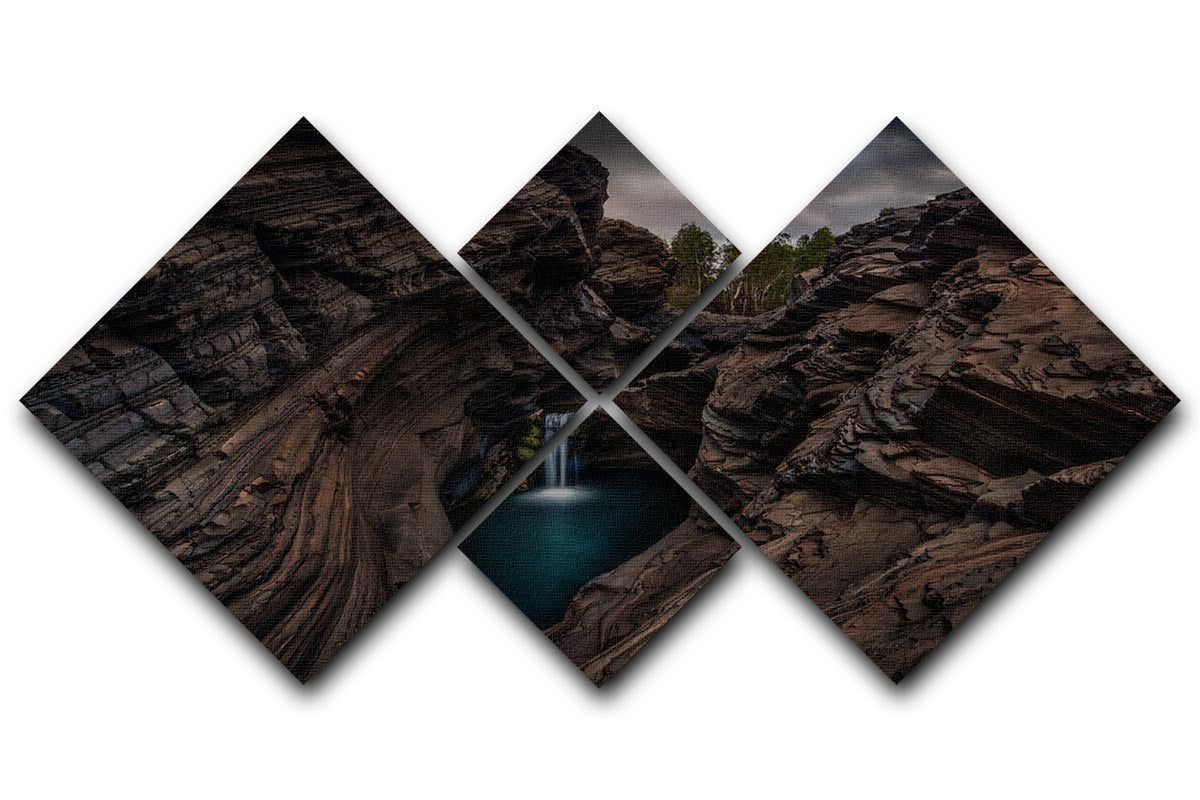 Karijini National Park Waterfall 4 Square Multi Panel Canvas - Canvas Art Rocks - 1