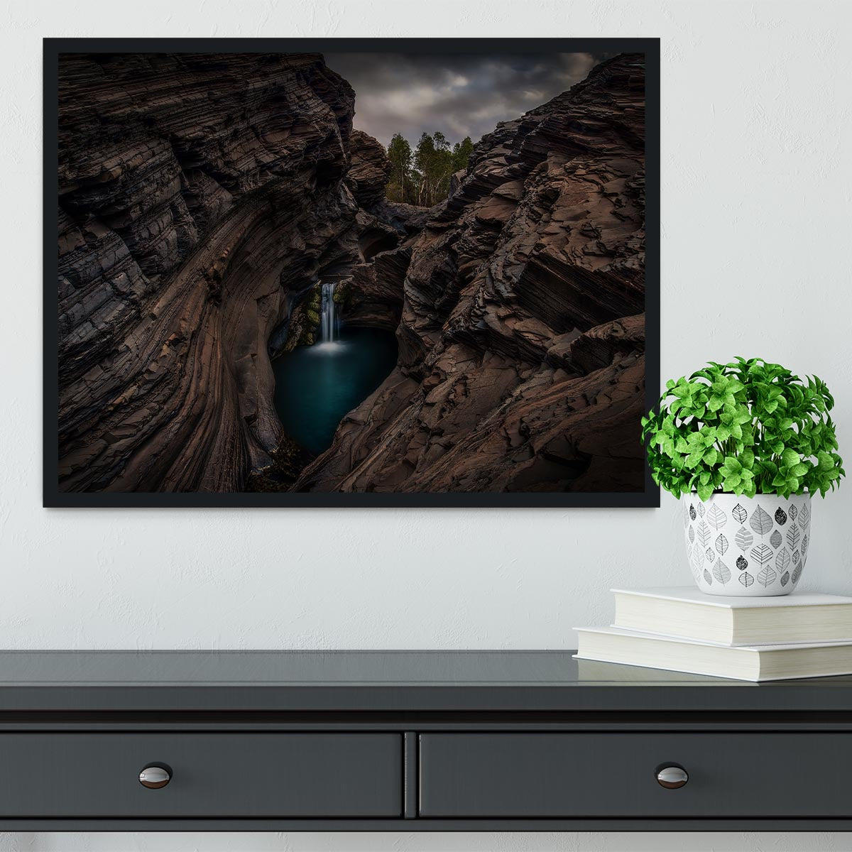 Karijini National Park Waterfall Framed Print - Canvas Art Rocks - 2