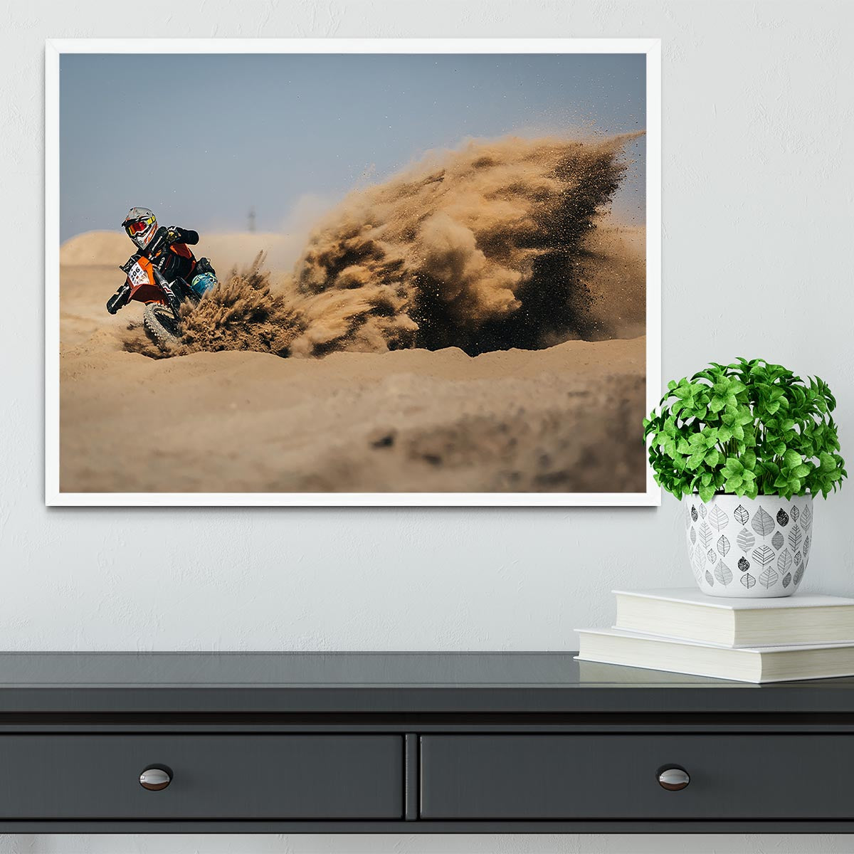 Dirtbike Drift Framed Print - Canvas Art Rocks -6