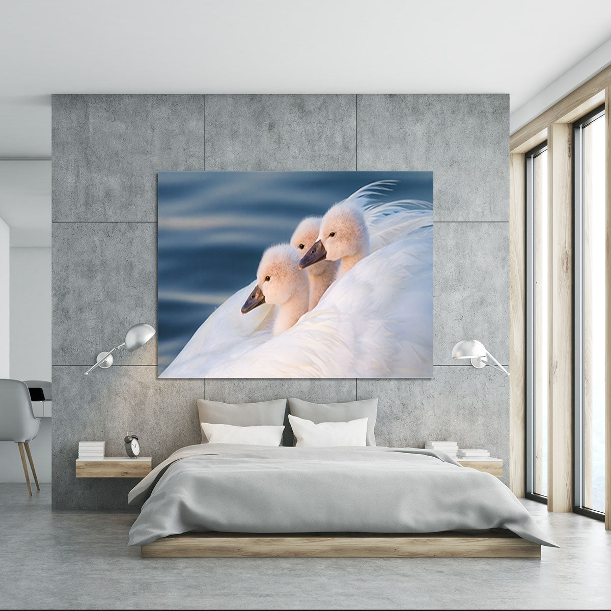 Three White Swans Canvas Print or Poster - Canvas Art Rocks - 5