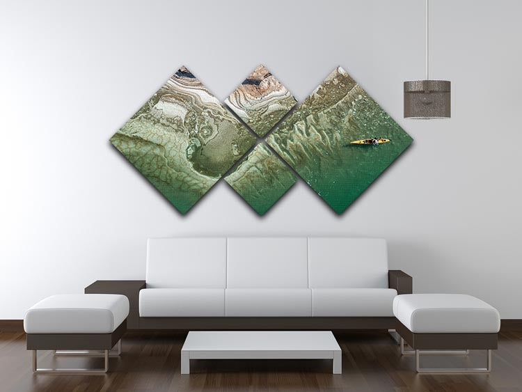 Dead Sea Kayaker 4 Square Multi Panel Canvas - Canvas Art Rocks - 3
