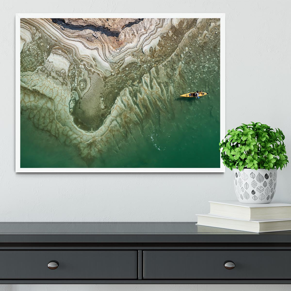 Dead Sea Kayaker Framed Print - Canvas Art Rocks -6