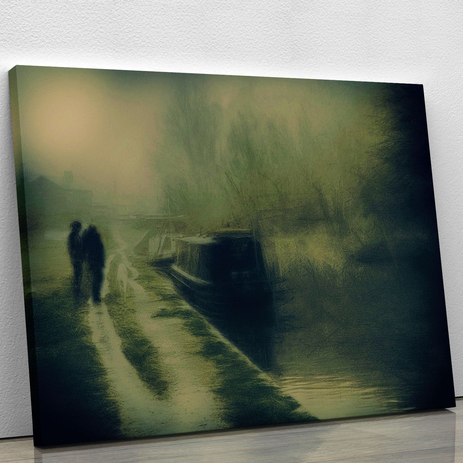 Silhouettes At The Canal Canvas Print or Poster - Canvas Art Rocks - 1