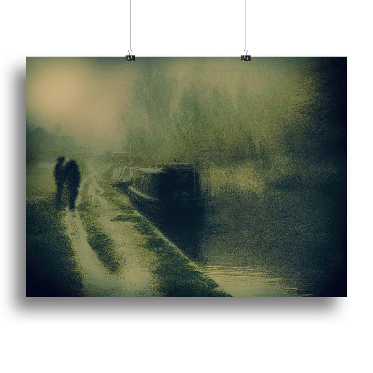 Silhouettes At The Canal Canvas Print or Poster - Canvas Art Rocks - 2