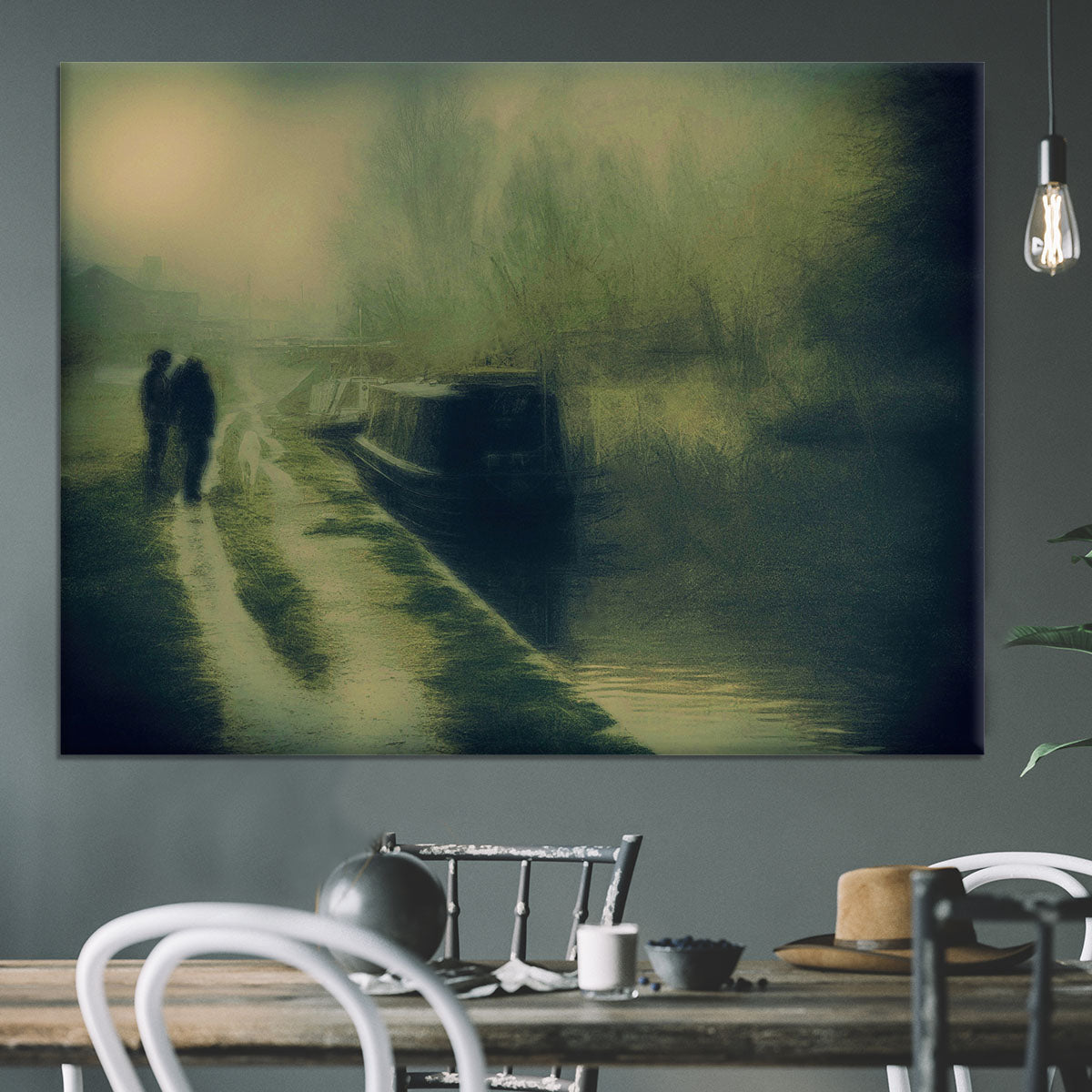 Silhouettes At The Canal Canvas Print or Poster - Canvas Art Rocks - 3