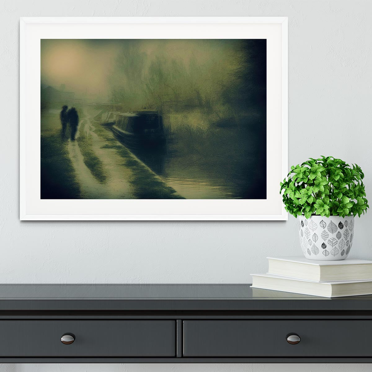 Silhouettes At The Canal Framed Print - Canvas Art Rocks - 5