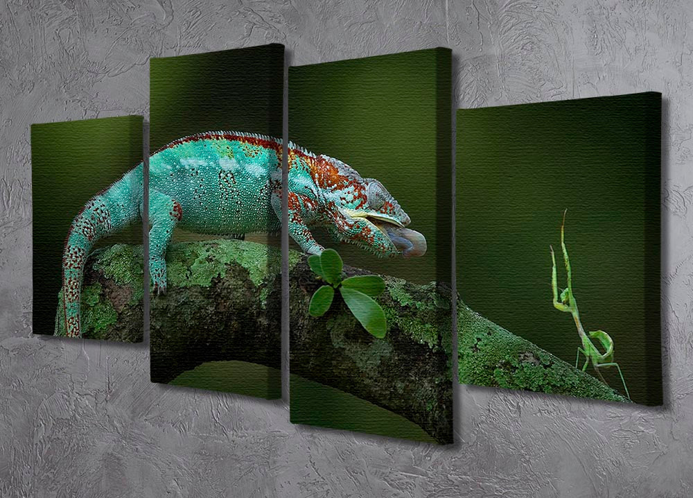 Chamelon Catching Its Prey 4 Split Panel Canvas - Canvas Art Rocks - 2