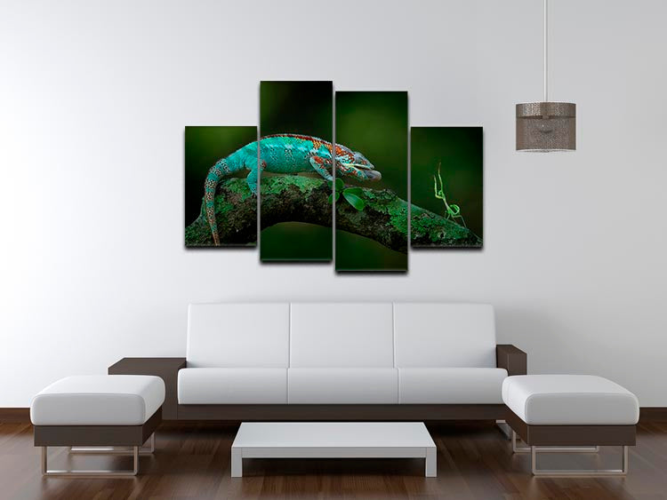 Chamelon Catching Its Prey 4 Split Panel Canvas - Canvas Art Rocks - 3