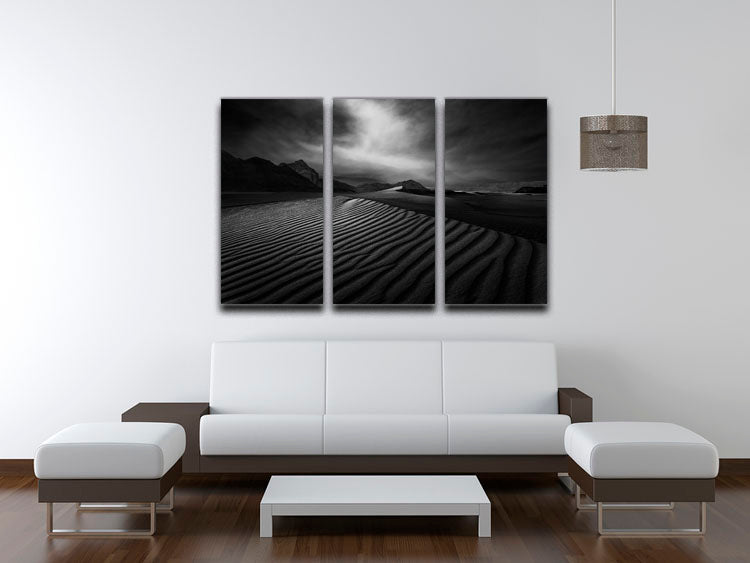 Desert In Greyscale 3 Split Panel Canvas Print - Canvas Art Rocks - 3