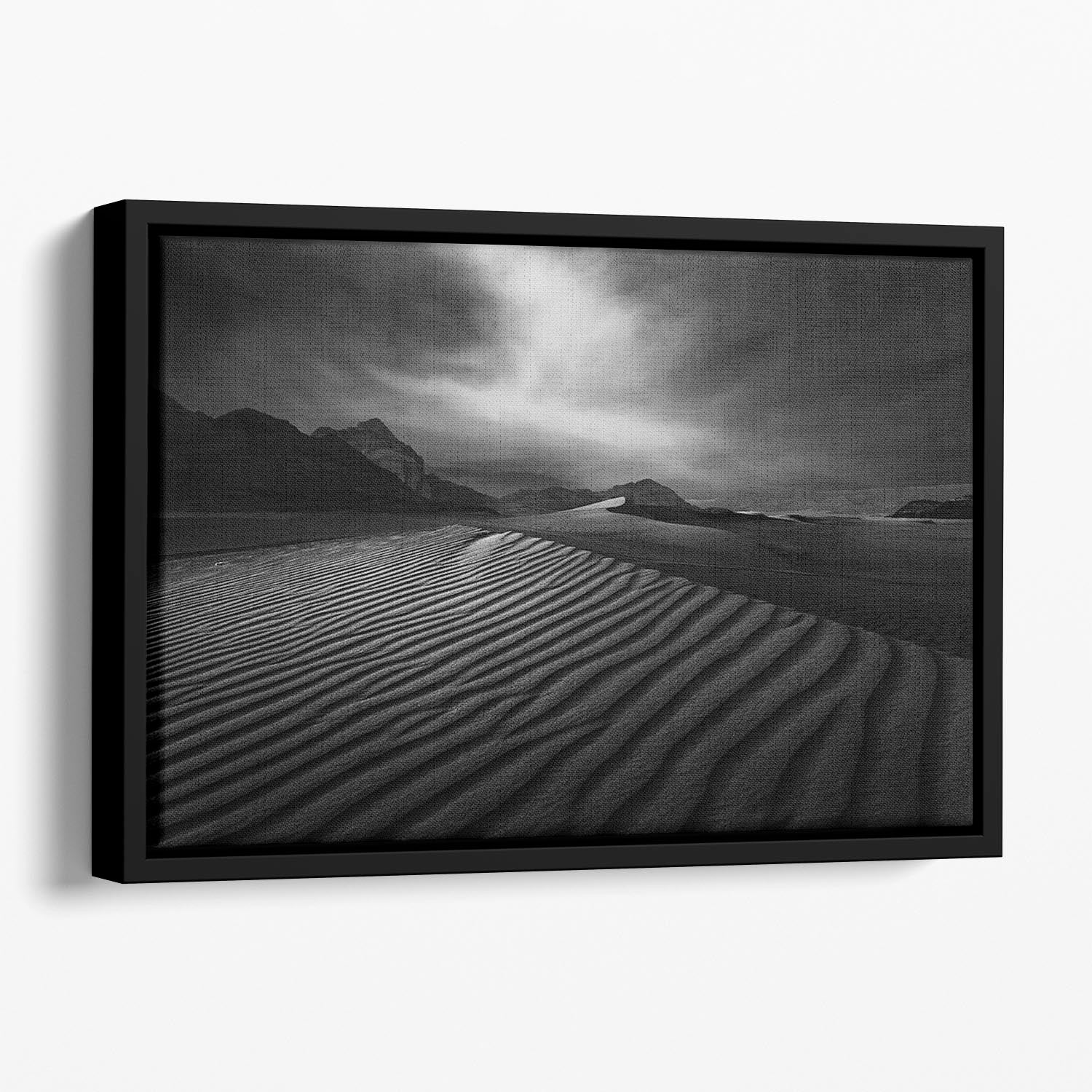 Desert In Greyscale Floating Framed Canvas - Canvas Art Rocks - 1